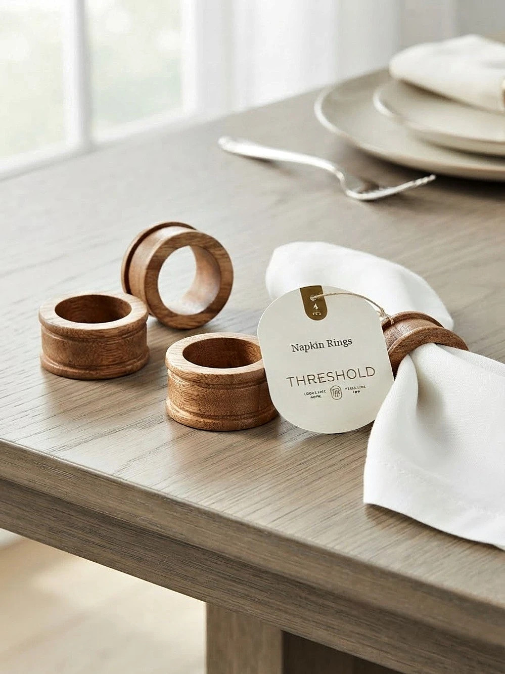 Threshold Acacia Wood Napkin Rings Acacia Brown Wood Napkin Rings NWT